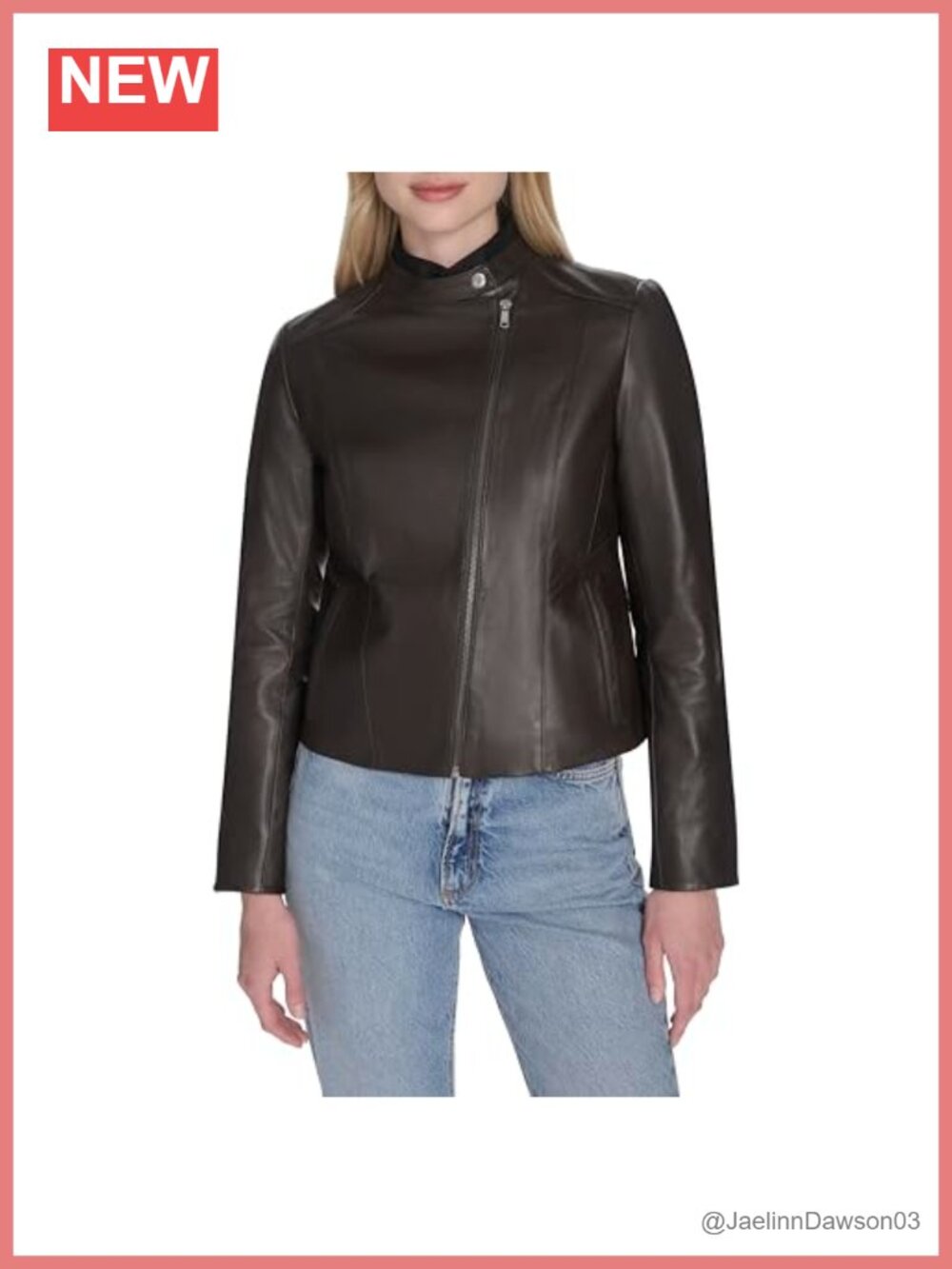 Long Sleeve Snap Collar Asymetric Zipper Leather Jacket